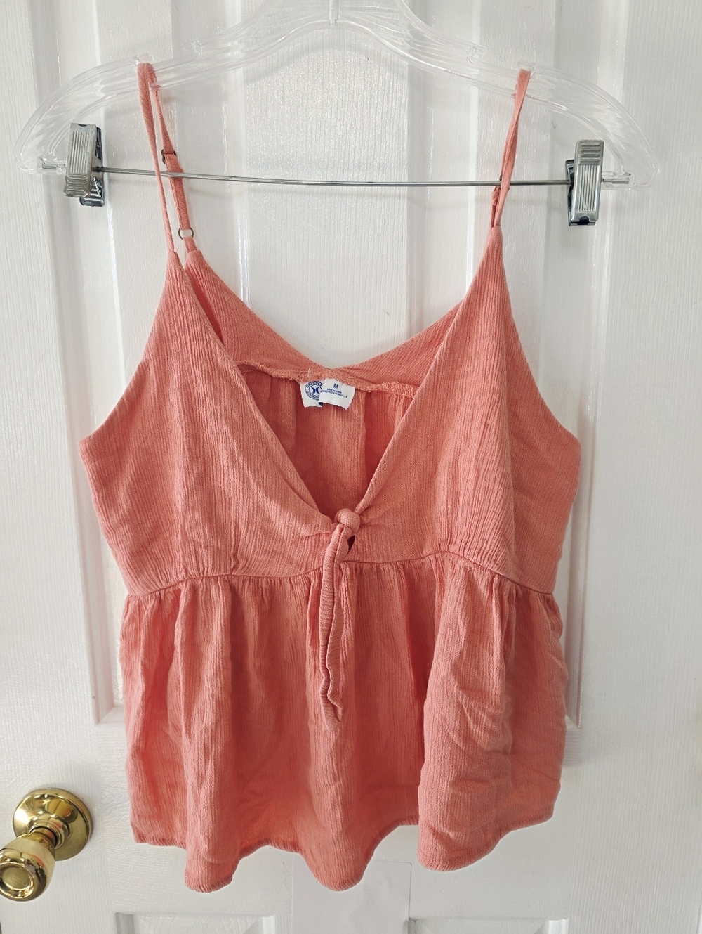 Hurley Coral Tie-Front Spaghetti Strap Camisole Peach Size Medium